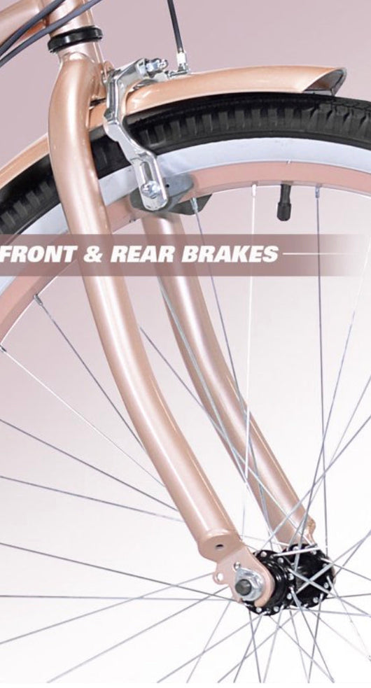 Kent 26 In. Bayside Women's Cruiser Bike, Rose Gold- NEW AND ASSEMBLED!!! (some spokes on both rims are out of adjustment but bike still rides fine!!)