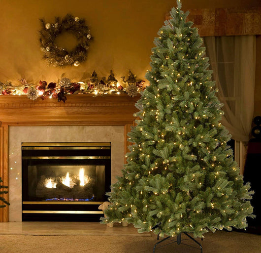 National Tree Company Pre-Lit 'Feel Real' Artificial Full Downswept Christmas Tree, Green, Douglas Fir, White Lights, Includes Stand, 6.5 feet- NEW IN BOX!!!!