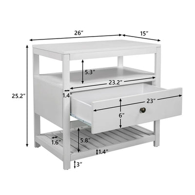 Euroco Modern Wooden Nightstand with Drawers Storage for Living Room/Bedroom, White**New in box**