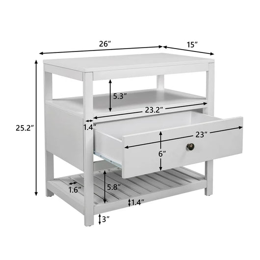 Euroco Modern Wooden Nightstand with Drawers Storage for Living Room/Bedroom, White**New in box**