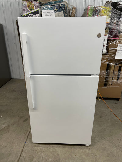 GE  Garage-Ready 21.9-cu ft Top-Freezer Refrigerator (White)- new / scratch & dent