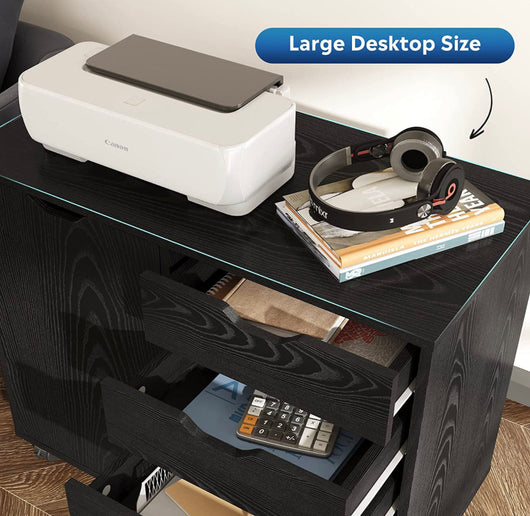 DEVAISE 5-Drawer Wood Dresser Chest with Door, Mobile Storage Cabinet, Printer Stand for Home Office, Black- NEW IN BOX!!!