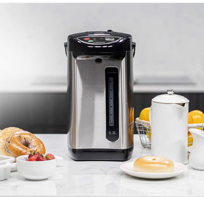 Chefman Electric Hot Water Pot Urn w/ Auto & Manual Dispense Buttons, Safety Lock, Instant Heating for Coffee & Tea, Auto-Shutoff/Boil Dry Protection, Insulated Stainless Steel, 5.3L/5.6 Qt/30+ Cups**New in box**