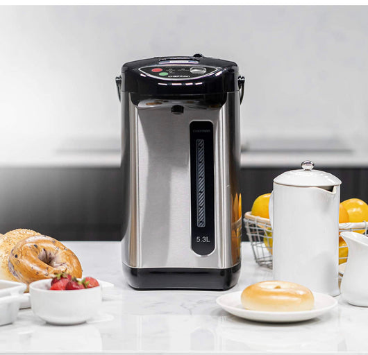 Chefman Electric Hot Water Pot Urn w/ Auto & Manual Dispense Buttons, Safety Lock, Instant Heating for Coffee & Tea, Auto-Shutoff/Boil Dry Protection, Insulated Stainless Steel, 5.3L/5.6 Qt/30+ Cups**New in box**