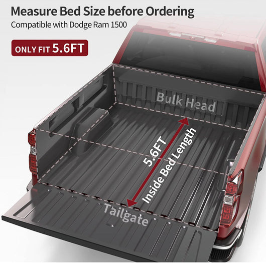 oEdRo Soft Tri-Fold Truck Bed Tonneau Cover Compatible with 2009-2023 Dodge Ram 1500 (Inclu. Classic & New), Fleetside 5.6 Ft Bed w/o Ram Box!! NEW IN BOX!!