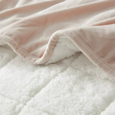 Comfort Spaces Velvet Plush Reverse To Sherpa 15lb Weighted Blanket Velvet, 60"x80", Blush- NEW IN BAG!