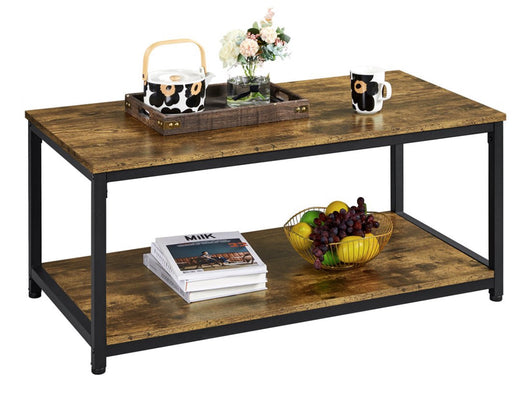 Yaheetech Industrial Coffee Table with Storage Shelf Wood Vintage Accent Furniture Tablefor Living Room, Rustic Brown(new in the box)