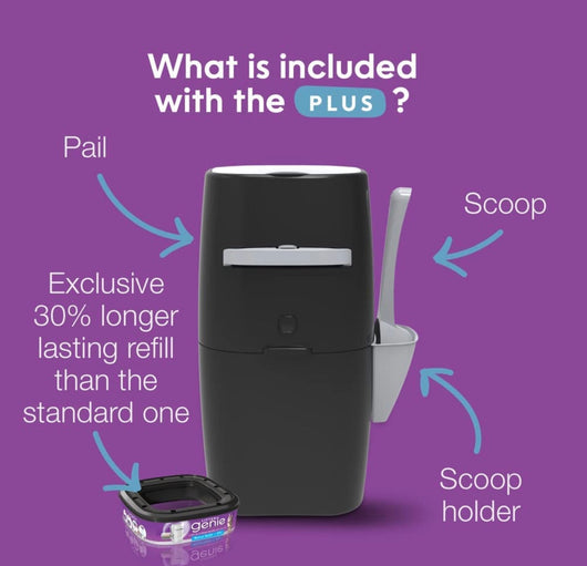 Litter Genie Plus Pail, Ultimate Cat Litter Disposal System, Locks Away odors, Includes One Refill, Black,Small- BRAND NEW!!!