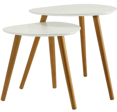 Convenience Concepts Oslo Nesting End Tables, White / Natural!! NEW IN BOX!!