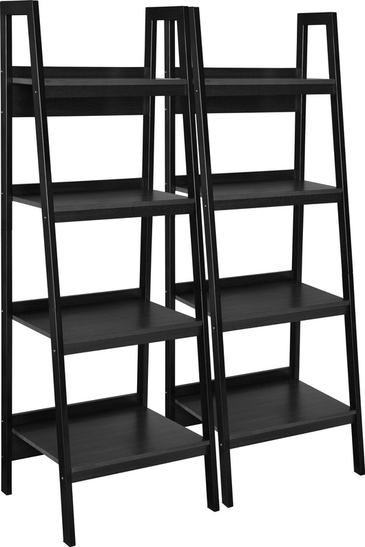 Ameriwood Home Lawrence 4 Shelf Ladder Bookcase Bundle, Black**New in box**