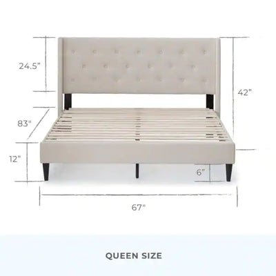 Brookside Isabelle Upholstered Cream Queen Wingback Diamond Tufted Platform Bed**New in Box**
