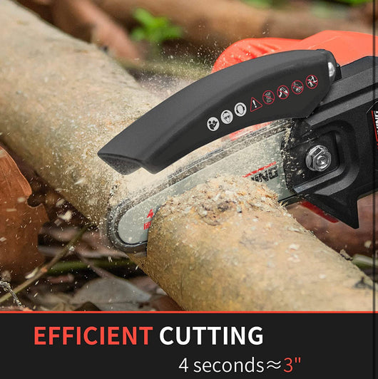 Mini Cordless Chainsaw Kit, Upgraded 4" One-Hand Handheld Electric Portable Chainsaw, 21V Rechargeable Battery Operated, for Tree Trimming and Branch Wood Cutting by New Huing!  -Brand new in the carry case