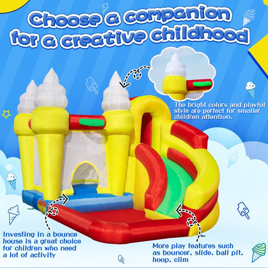 Tobbi Inflatable Bounce House Ice-cream Jumper Castle with Basketball Rim and Slide - Activity Center for Children**New in box**