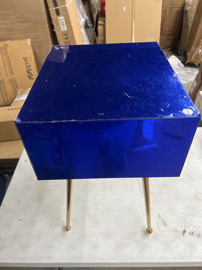 Anysun Mirrored End Table, Blue- NEW AND ASSEMBLED!!! (Minor scratches from shipping, protective plastic is still on)
