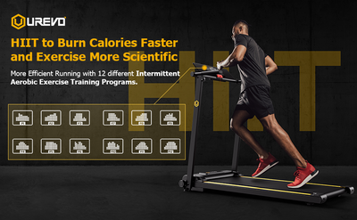 UREVO Folding Treadmill, 2.25HP Foldable Treadmill with 12 HIIT Modes, Compact Mini Treadmill for Home Office, Space Saving Small Treadmill with Large Running Area, LCD Display, Easy to Fold**New and assembled**