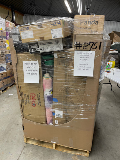 Jumbo huge liquidation pallet- over 7 ft tall ! Pallet number 8751
