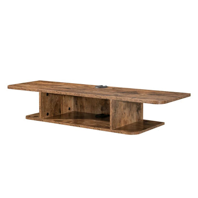 FITUEYES Wall Mounted Entertainment Center 2 Tier Modern Floating TV Stand Media Console, Brown**New in box**