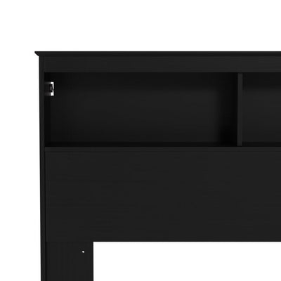 Woven Paths Carriage Hill Low Profile Bookcase Full/ Queen Headboard with 2 USB Ports, Black Oak**New in Box**