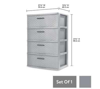 Sterilite 4 Drawer Wide Weave Tower Cement- NEW OUT OF BOX!!!