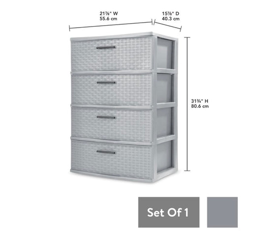Sterilite 4 Drawer Wide Weave Tower Cement- NEW OUT OF BOX!!!