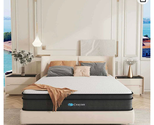 Crayan King Mattress, 10 Inch Memory Foam Mattress King Size, Innerspring Hybrid Mattress in a Box with Motion Isolation & Strong Edge Support & Pressure Relief, CertiPUR-US- NEW IN BOX