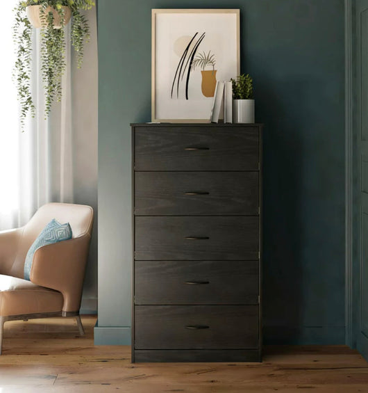 Mainstays Classic 5 Drawer Dresser, Black Oak- NEW IN BOX!!!