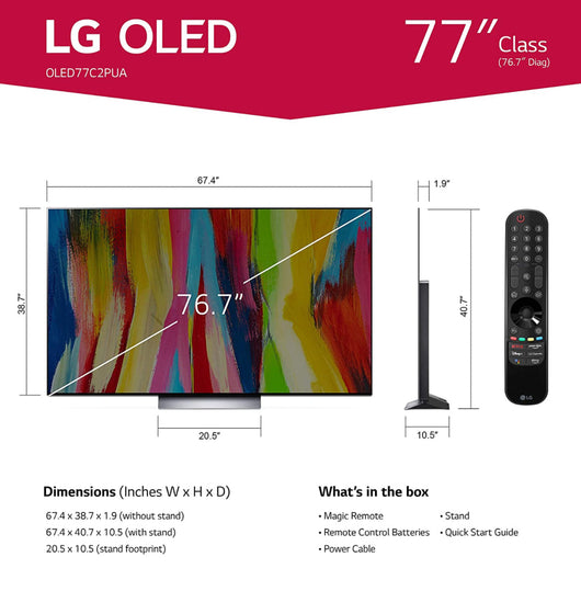 LG C2 Series 77-Inch Class OLED evo Gallery Edition Smart TV OLED77C2PUA, 2022 - AI-Powered 4K, Alexa Built-in- BRAND NEW IN BOX!!! PLEASE READ DESCRIPTION!!!
