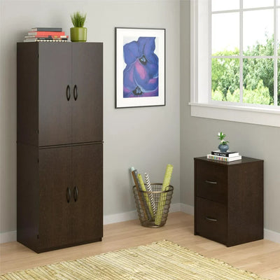 Mainstays 4-Door 5' Storage Cabinet, Dark Chocolate**New in box**