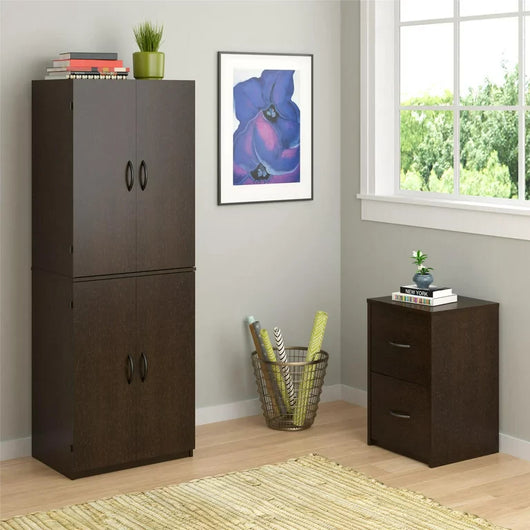 Mainstays 4-Door 5' Storage Cabinet, Dark Chocolate**New in box**