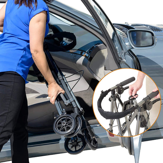 Able Life Space Saver Rollator, Lightweight Folding Walker with Seat, Regal Rose!