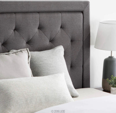 LUCID Bordered Upholstered Headboard with Diamond Tufting for King/California King Size Bed Frame (Charcoal)- NEW IN BOX!!!!