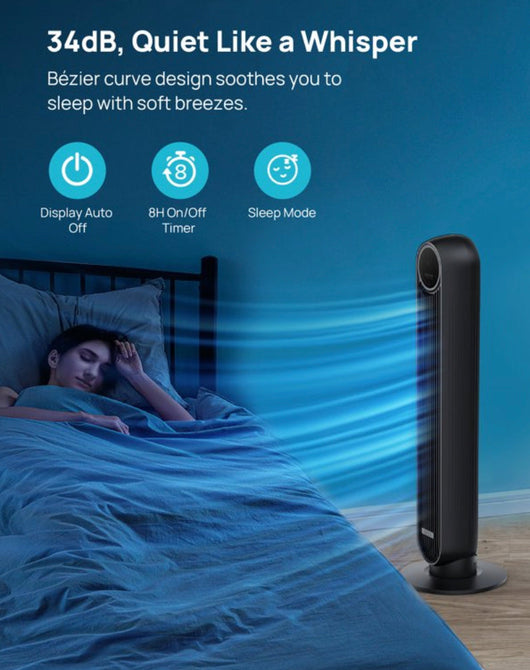 Dreo Tower Fan, Fan, 36" 90° Oscillating 12 Modes, Fan with Remote- NEW OUT OF BOX!!! (fan has a little trouble with oscillation but works great!)