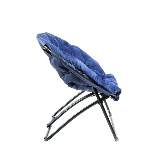 Zenithen Steel Double Dish Folding Chair with High Gloss Black Frame, Blue**New in Box**
