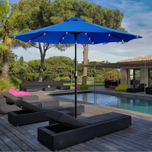 Abble 9 Feet Crank & Tilt Lighted Patio Umbrella-Blue**New in box**