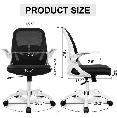 Primy Office Chair Ergonomic Desk Chair with Adjustable Lumbar Support and Height, Swivel Breathable Desk Mesh Computer Chair with Flip up Armrests for Conference Room(White)- NEW AND ASSEMBLED!!!