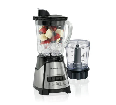 Hamilton Beach 12 Function Blender and Chopper with Mess-Free 40oz Glass Jar, 700W, Black and Stainless- NEW IN BOX!!!