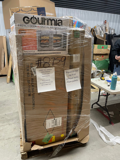 Jumbo huge liquidation pallet- over 7 ft tall ! Pallet number 8759