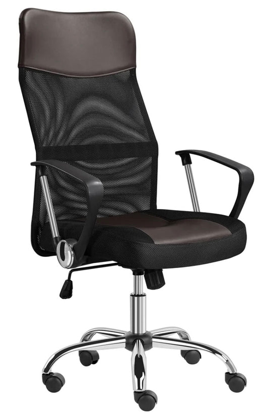 Yaheetech High Back Office Chair Ergonomic Mesh Chair with Swivel, Dark Brown!! NEW AND ASSEMBLED!!