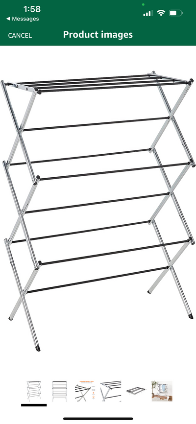 Amazon Basics Foldable Laundry Rack for Air Drying Clothing - 41.8" x 29.5" x 14.5", Chrome- NEW IN BOX!!!