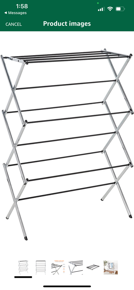 Amazon Basics Foldable Laundry Rack for Air Drying Clothing - 41.8" x 29.5" x 14.5", Chrome- NEW IN BOX!!!