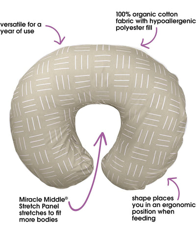 Boppy Organic Nursing Pillow and Positioner | Sand Criss Cross | Breastfeeding, Bottle Feeding, Baby Support | with Organic Cotton Cover | Awake-Time Support