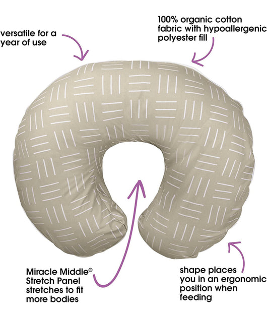 Boppy Organic Nursing Pillow and Positioner | Sand Criss Cross | Breastfeeding, Bottle Feeding, Baby Support | with Organic Cotton Cover | Awake-Time Support