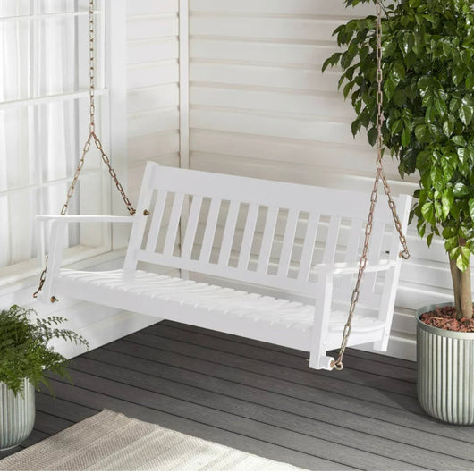 Better Homes & Gardens Delahey Outdoor White Porch Swing- NEW IN BOX!!!