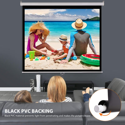 VIVOHOME 120 Inch Manual Pull Down Projector Screen, 1:1 HD Retractable Widescreen for Movie Home Theater Cinema Office Video Game!! NEW IN BOX!!