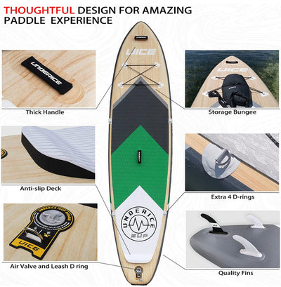 UICE Grey Wood Inflatable Stand Up Paddle Board- NEW IN BOX!!!