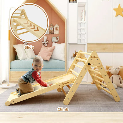 Banasuper Pikler Triangle Foldable Wooden Climbing Triangle Ladder with Ramp for Sliding Climbing Indoor Home Climber for Toddlers Children!  -Brand new in the box