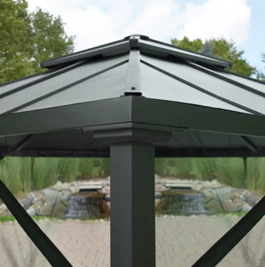 Better Homes & Gardens Sullivan Ridge 8' x 8' Steel Hard Top Gazebo with Netting, Black- NEW IN BOX!!!