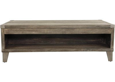 Signature Design by Ashley Chazney Industrial Lift Top Coffee Table with 2 Storage Drawers, Brown- NEW IN BOX!!!