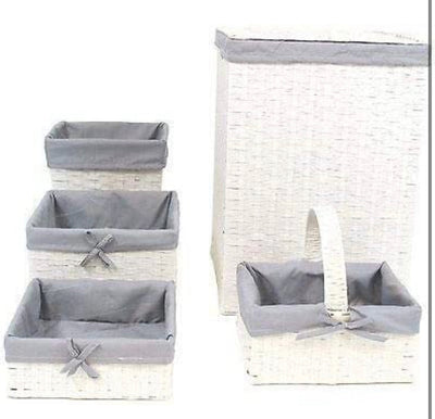 Redmon 7200WHGY Hamper & Basket Set44; White & Gray - 5 Piece**New**