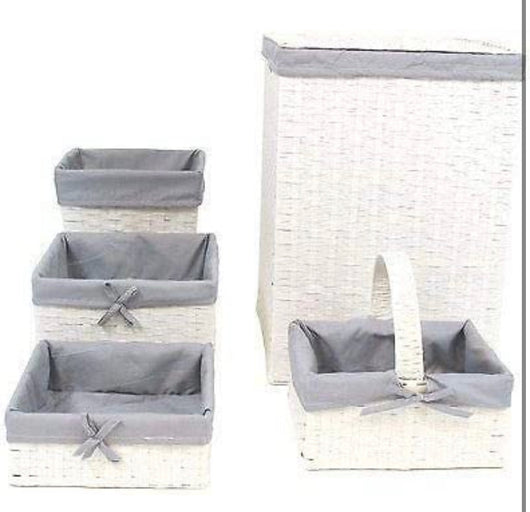 Redmon 7200WHGY Hamper & Basket Set44; White & Gray - 5 Piece**New**